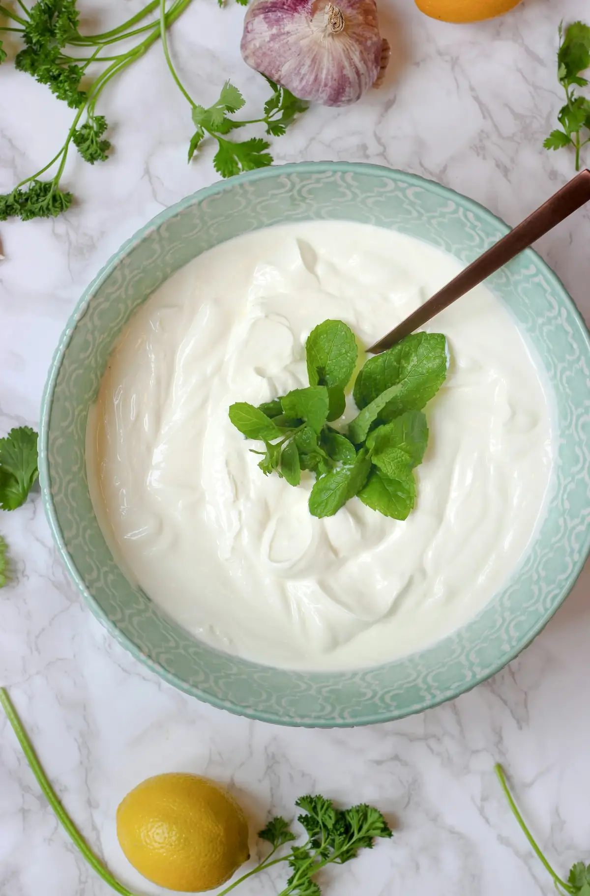 Imagem ilustrativa: tzatziki de iogurte e pepino